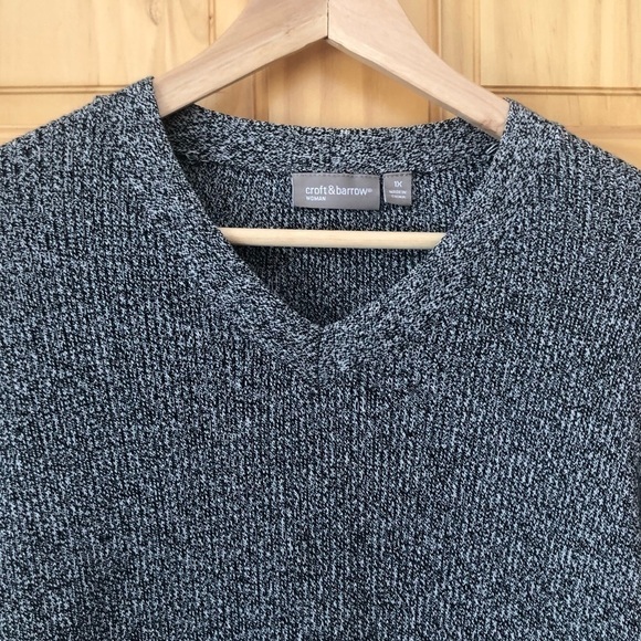 CROFT & Barrow Woman marled ribbed knit v-neck sweater plus size 1X - Picture 3 of 8